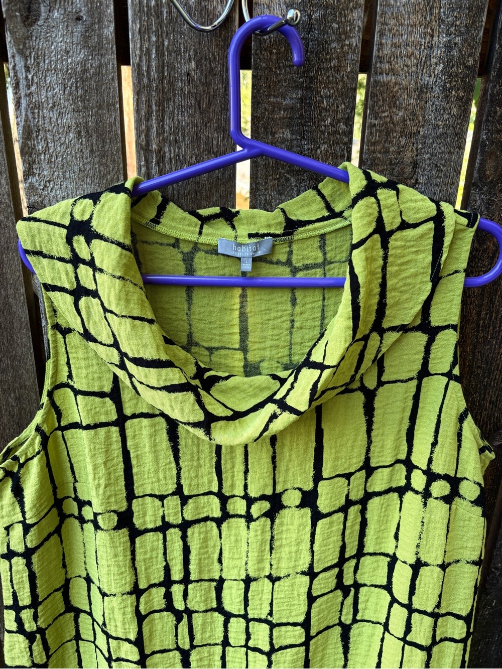 Habitat Cowl Neck Sleeveless Tunic Top In Lime Green/Black Sz L - Picture 4 of 8